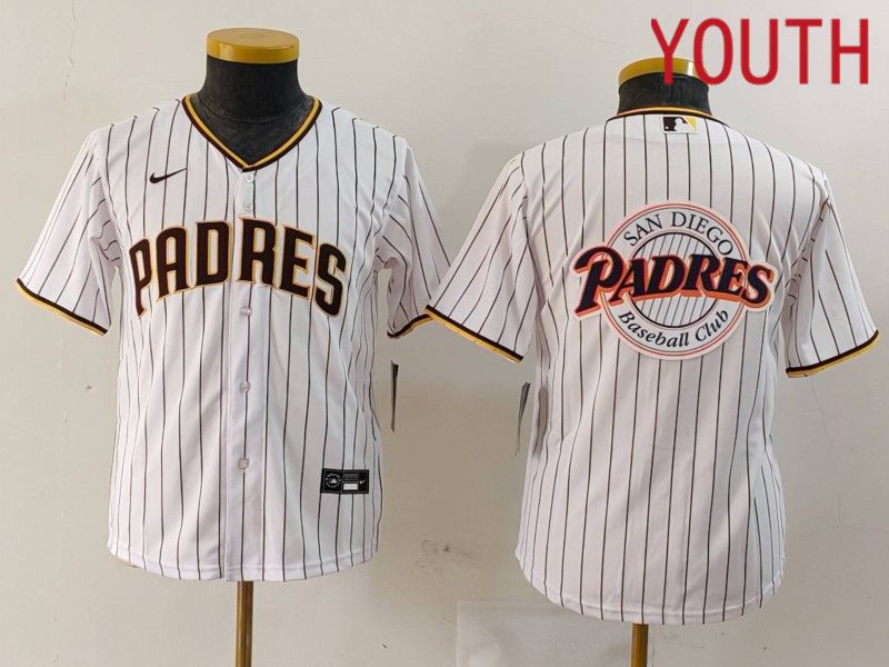 Youth San Diego Padres Blank White stripe Game 2024 Nike MLB Jersey style 5->youth mlb jersey->Youth Jersey